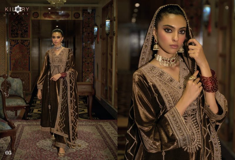 Tareef By Kilory Pure Valvet With Embroidery Work Dress Material